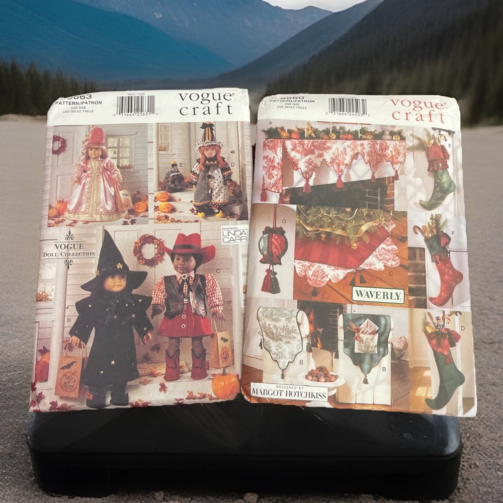 2 VOGUE PATTERN 9663 & 9560 Waverly Deco & Linda Carr  18"‎ DOLL CLOTHES VINTAGE